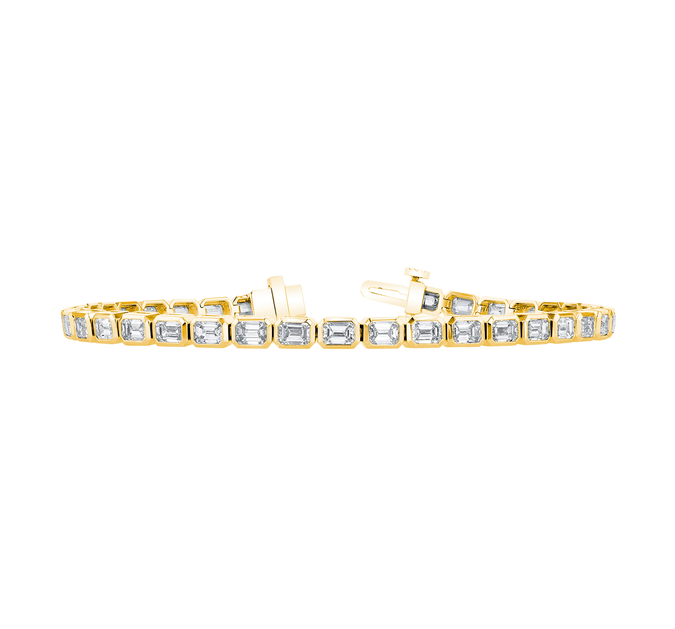 Sabel Collection Yellow Gold Emerald Cut Diamond Tennis Bracelet